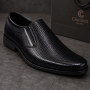 Pantofi bărbați negri din piele naturală slip-on cu textură fină PB2265ELN